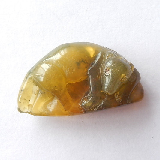 Art of Work Carved Yellow Opal Tiger Ornament, 44x25x15mm, 16.1g - MyGemGarden
