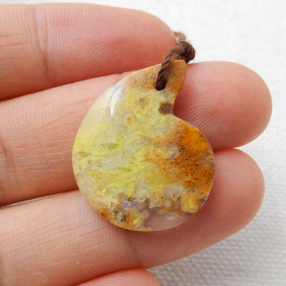 Perle pendentif en pierre gemme d'opale jaune, pierre naturelle, 25x19x4mm, 2.2g