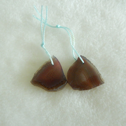 Natural Agate Drilled Earrings Pair 20x21x3mm,4.2g - MyGemGarden