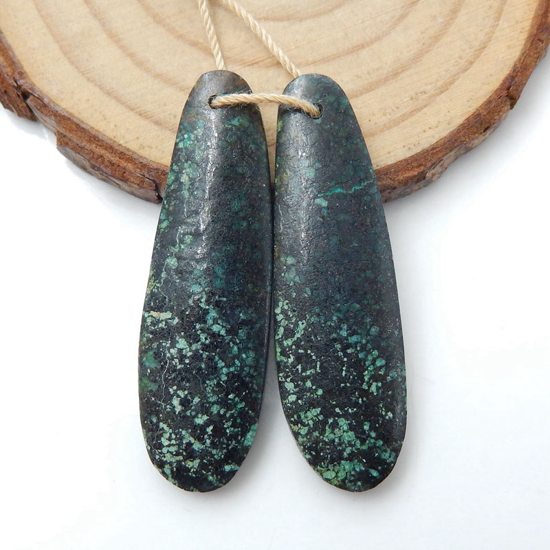 Natural African Turquoise Teardrop Earrings Beads, Stone For Earrings Making, 40x12x5mm, 8.2g - MyGemGarden