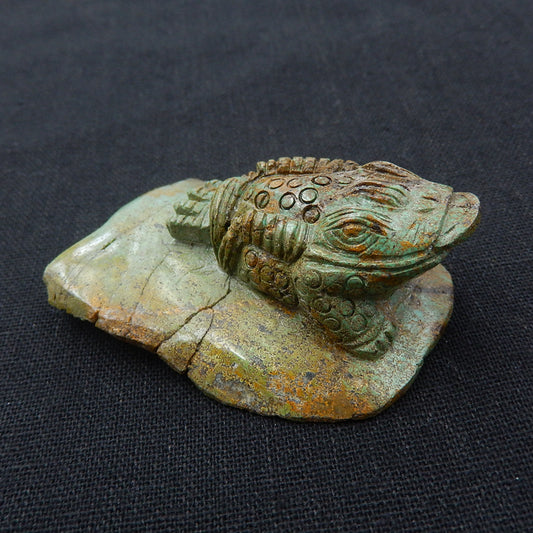 Handmade Turquoise Gemstone toad Carved Ornament, 60x43x24mm, 58.5g - MyGemGarden