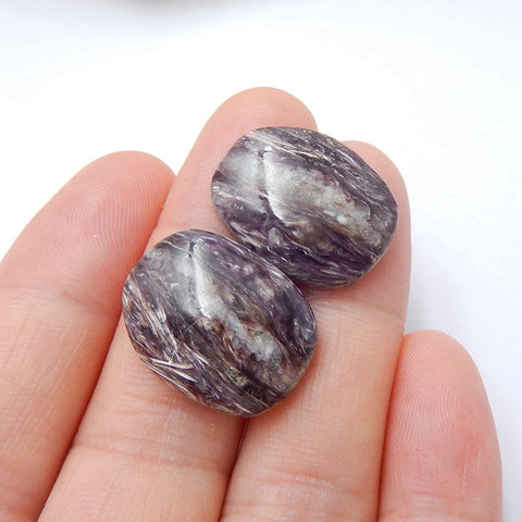 Natural Charoite Gemstone Cabochon pair, 20x15x5mm, 4.9g - MyGemGarden