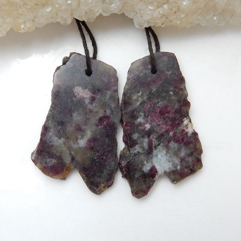Nugget Tourmaline Earrings Pair, stone for Earrings making, 29x19x2mm, 6.2g - MyGemGarden