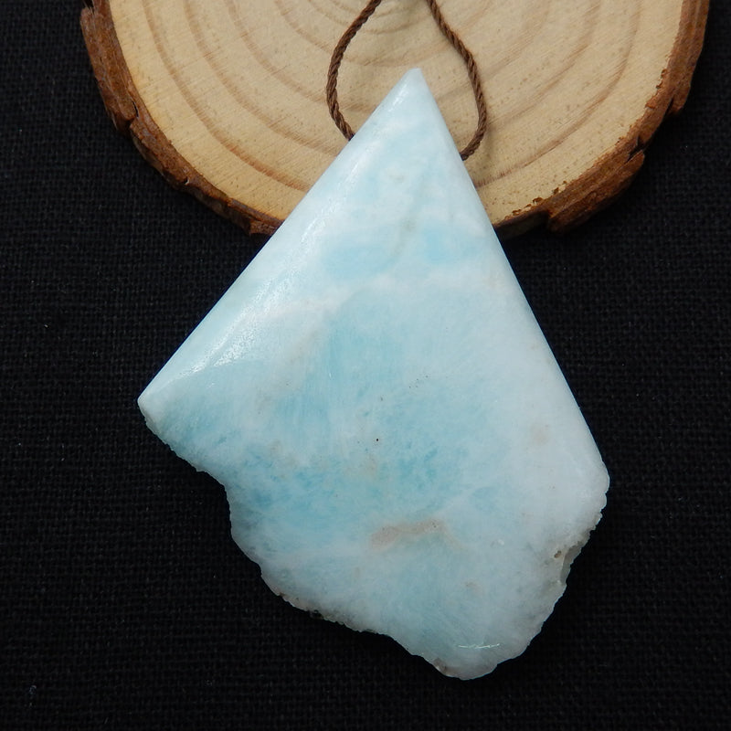 Nugget Larimar Gemstone Pendant, Raw Larimar Pendant, 58x45x10mm, 29.7g - MyGemGarden