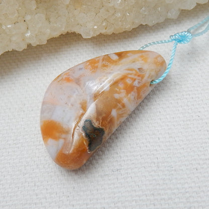 Natural Bamboo Agate Drilled Pendant Bead, 32x19x8mm, 8.5g - MyGemGarden