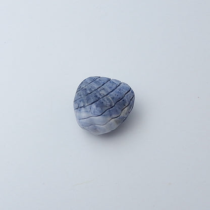 Blue Coral Carved Shell Gemstone Cabochon, 25x27x15mm, 12g - MyGemGarden