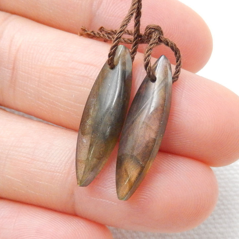 Labradorite Earrings Stone Pair, stone for earrings making, 22x6x4mm, 1.7g - MyGemGarden