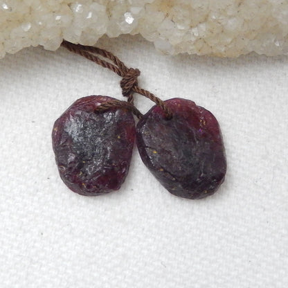 Garnet Earrings Stone Pair, stone for earrings making, 15x13x4mm, 3.5g - MyGemGarden