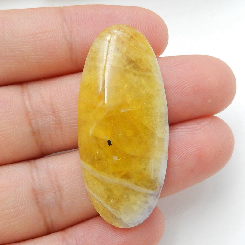 Natural Yellow Opal Oval Gemstone Cabochon, 40x18x5mm, 5.3g - MyGemGarden