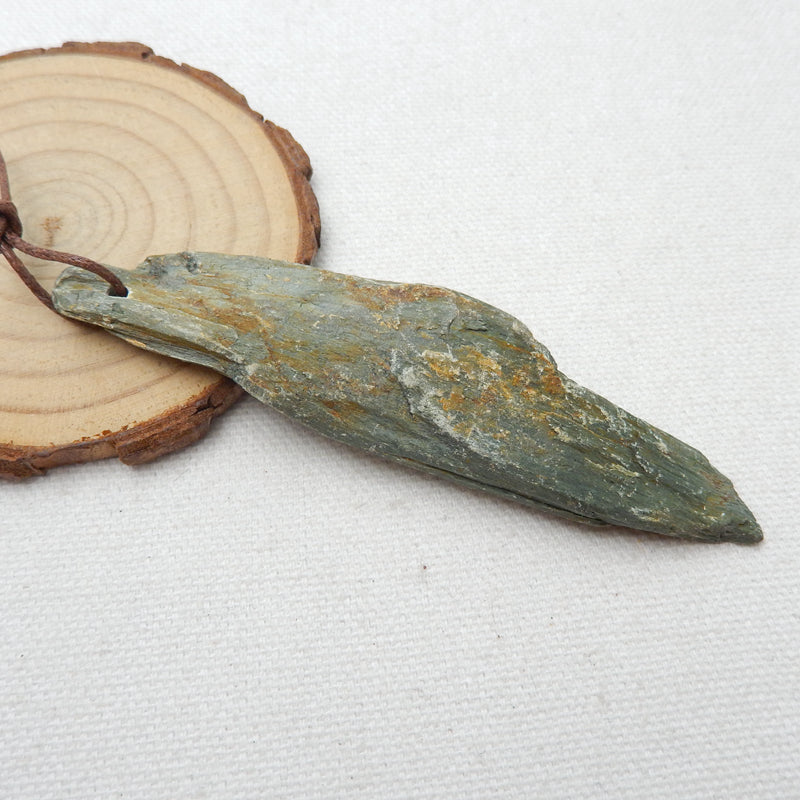 Raw Wood Fossil Gemstone Pendant, Necklace Pendant, 90x23x6mm, 18.5g - MyGemGarden