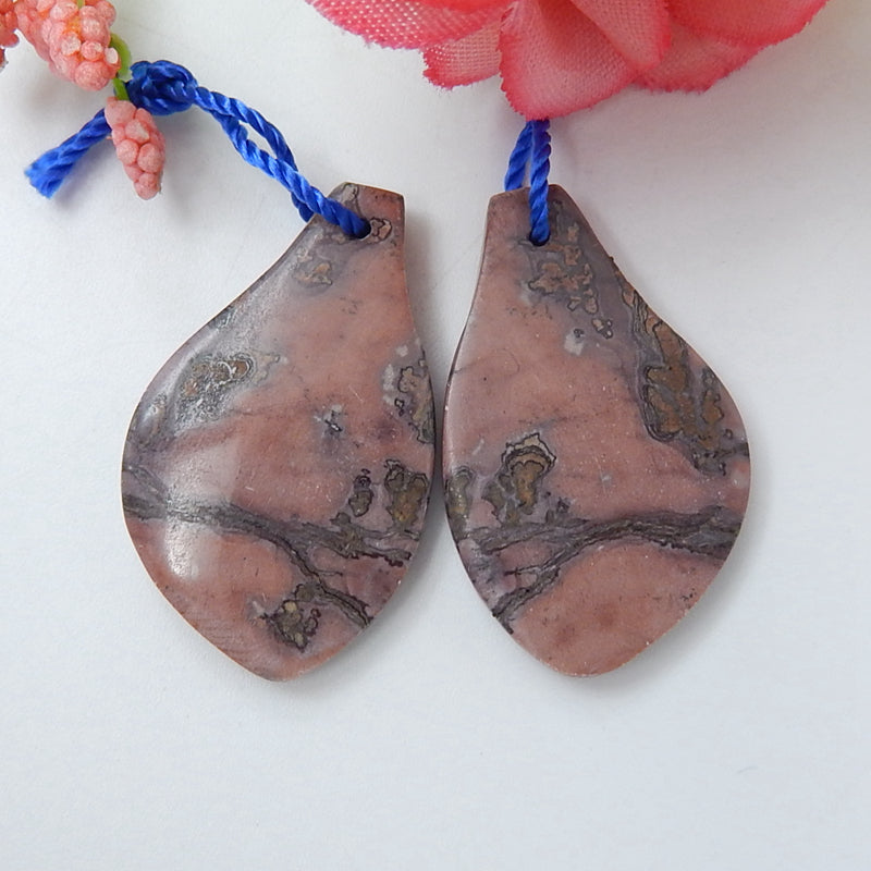Natural Chohua Jasper Earrings Pair, stone for Earrings making, 27x17x4mm, 5.2g - MyGemGarden