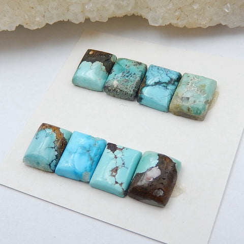 8 PCS Natural Turquoise Rectangle Flatback Gemstone Cabochon, 9x6x3mm, 3.6g - MyGemGarden