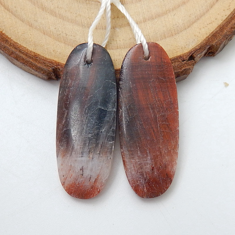 Natural Red Tiger-Eye Oval Earrings Pair, stone for Earrings making, 29x11x4mm, 4.5g - MyGemGarden