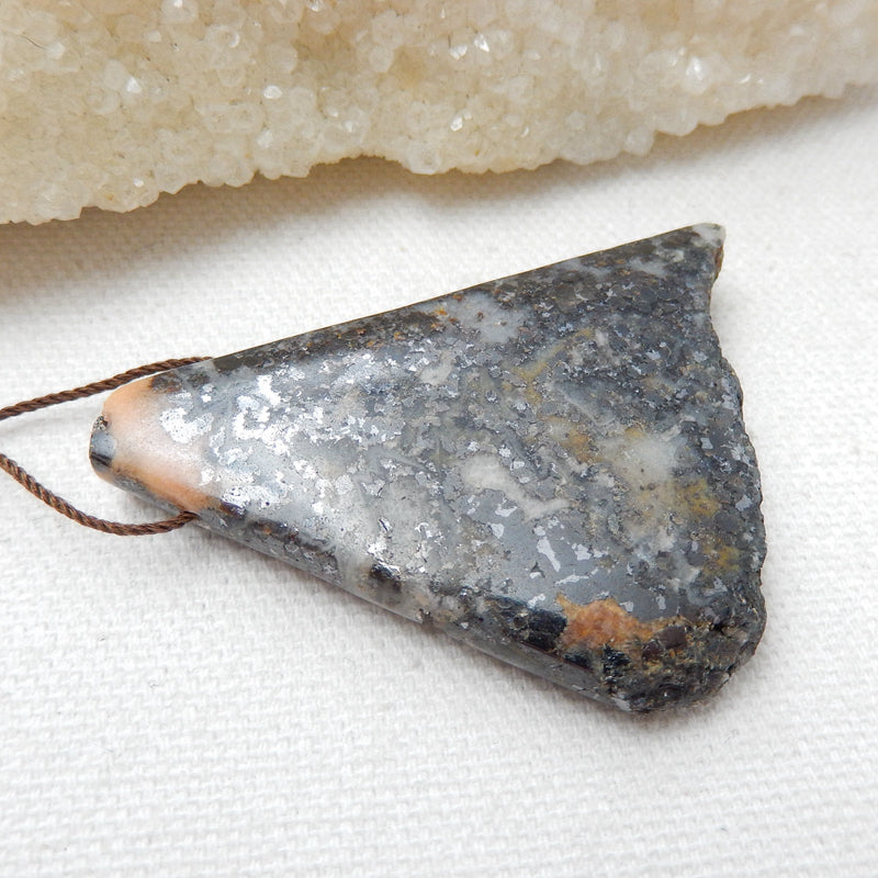 Natural Stone Argentina Rhodochrosite Drilled Gemstone Pendant Bead, 54x37x9mm, 29.7g - MyGemGarden