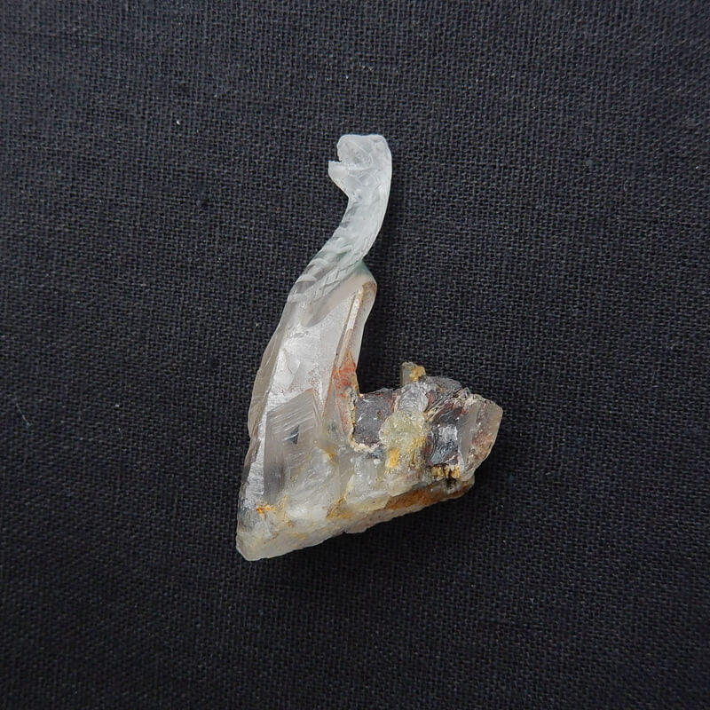 New Arrival ghost quartz hand carved snake Cabochon, Animal Gemstone Decoration, 52x38x26mm, 26.7g - MyGemGarden