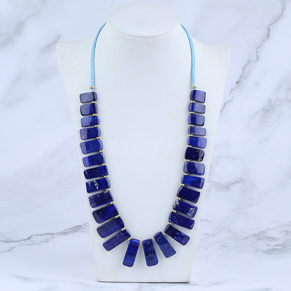 Lapis lazuil Gemstone Necklaces, Rectangle Shape Necklaces, Adjustable Necklace, 1 Strand, 20-28 inch, 70g