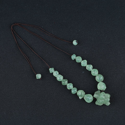 Natural Prehnite Gemstone Necklace, Adjustable Necklace, 1 Strand, 16-24 inch, 58g
