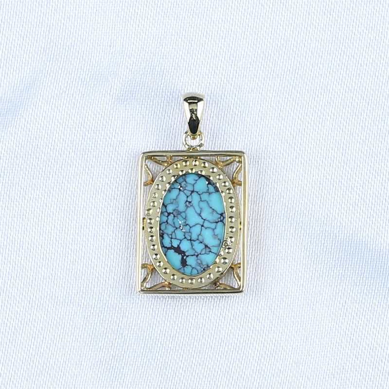 Natural Gemstone Turquoise Copper Pendant