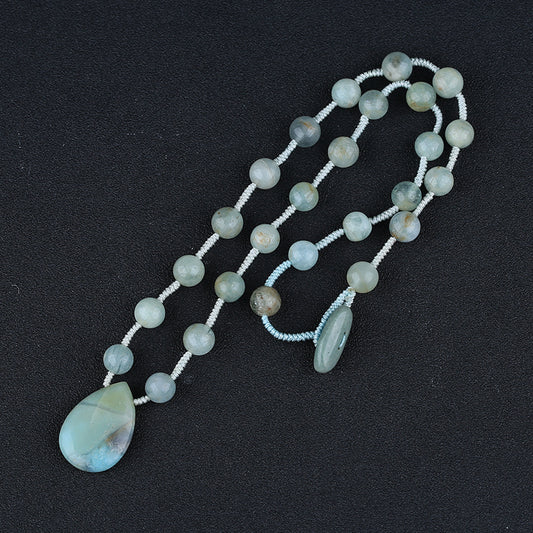 Natural Amazonite Gemstone Beads for Necklace 22 inches, 36g