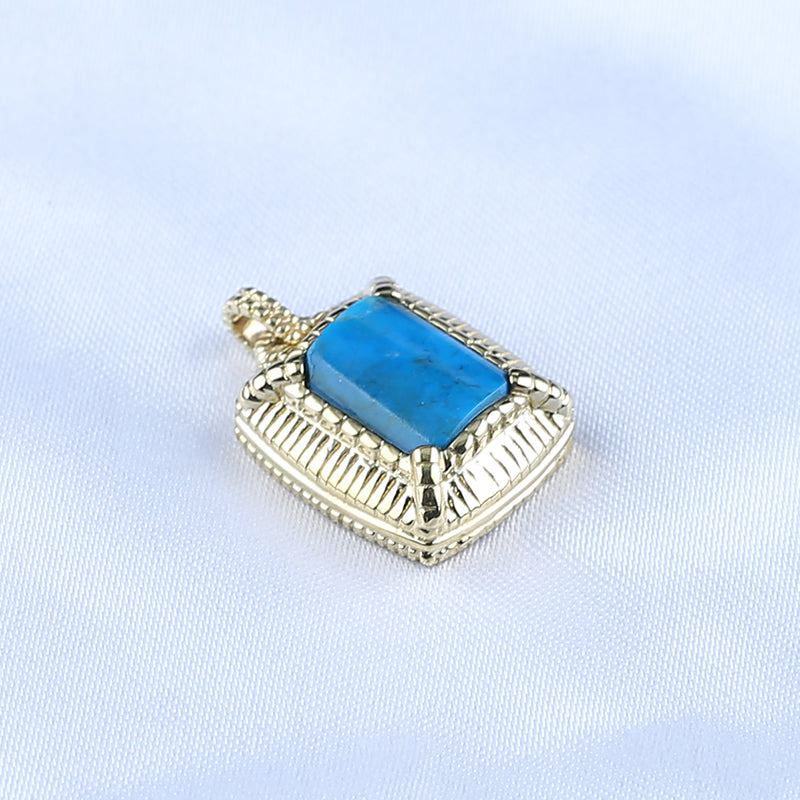 Natural Gemstone Blue Opal Copper Pendant