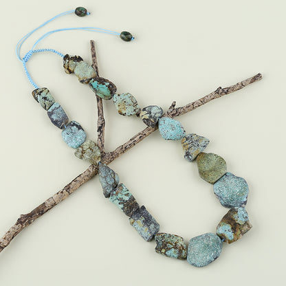 Natural Turquoise Necklace, Turquoise Bead Strands Handmade Gemstones, Adjustable Necklace, 1 Strand, 20-26 inch, 88.8g
