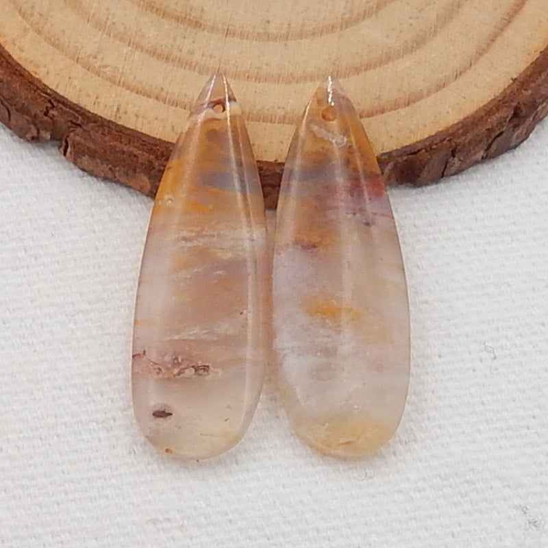 Agate Teardrop Earrings Stone Pair, stone for earrings making, 34x12x4mm, 5.4g - MyGemGarden