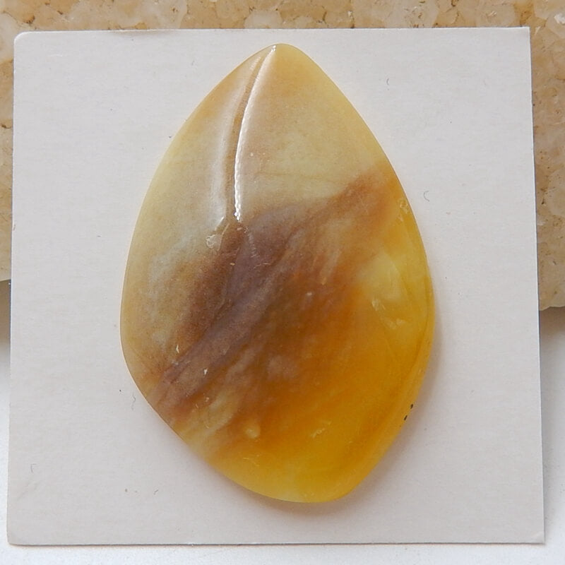Natural Yellow Opal Gemstone Cabochon, 34x23x7mm, 5.3g - MyGemGarden