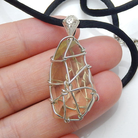 Sterling Silver 925 With crystal Gemstone Pendant, Gorgeous Pendant, 28x16x13mm, 6.9g - MyGemGarden