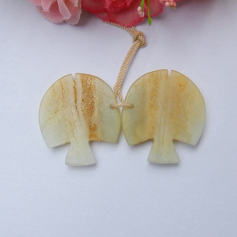 Hot sale Amazonite Carved fish Earrings Pair, stone for Earrings making, 28x25x4mm, 8.6g - MyGemGarden