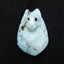 Unique larimar Handmade carved wolf head pendant bead, 34x21x17mm, 11.6g - MyGemGarden