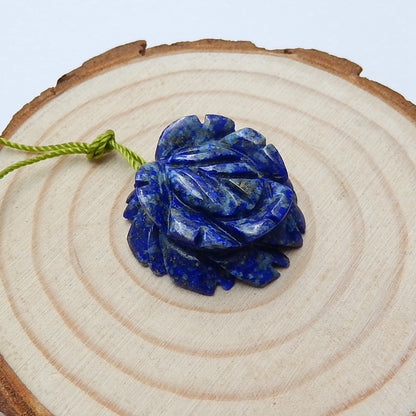 Natura Lapis Lazuli Carved flower Gemstone Pendant Bead, 21x9mm, 5.7g - MyGemGarden