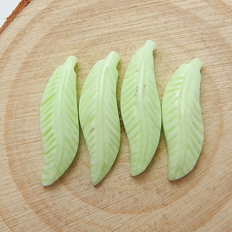 4 PCS Natural Lemon Jade Carved leaf Gemstone Cabochon, 20x6x4mm, 2.9g - MyGemGarden