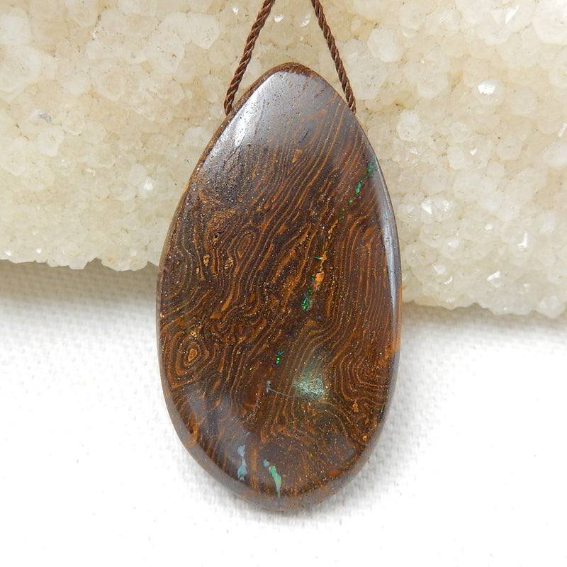 New, Natural Boulder opal Drilled Teardrop Gemstone Pendant Bead, 43x24x9mm, 14.6g - MyGemGarden