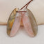 Labradorite And Pink Opal Glued Gemstone Earrings Stone Pair, 27x12x4mm, 4.3g - MyGemGarden