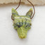 Handmade Serpentine Carved Wolf Head Pendant Bead, 38x25x12mm, 11g - MyGemGarden
