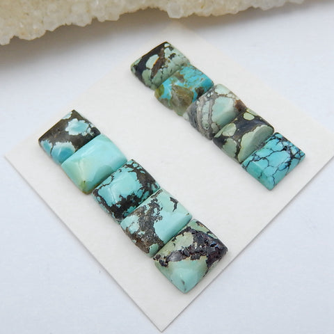 10 PCS Natural Turquoise Rectangle Flatback Gemstone Cabochon, 9x7x3mm, 4g - MyGemGarden