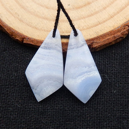 Blue Lace Agate Earrings Stone Pair, stone for earrings making, 24x13x4mm, 3.2g - MyGemGarden