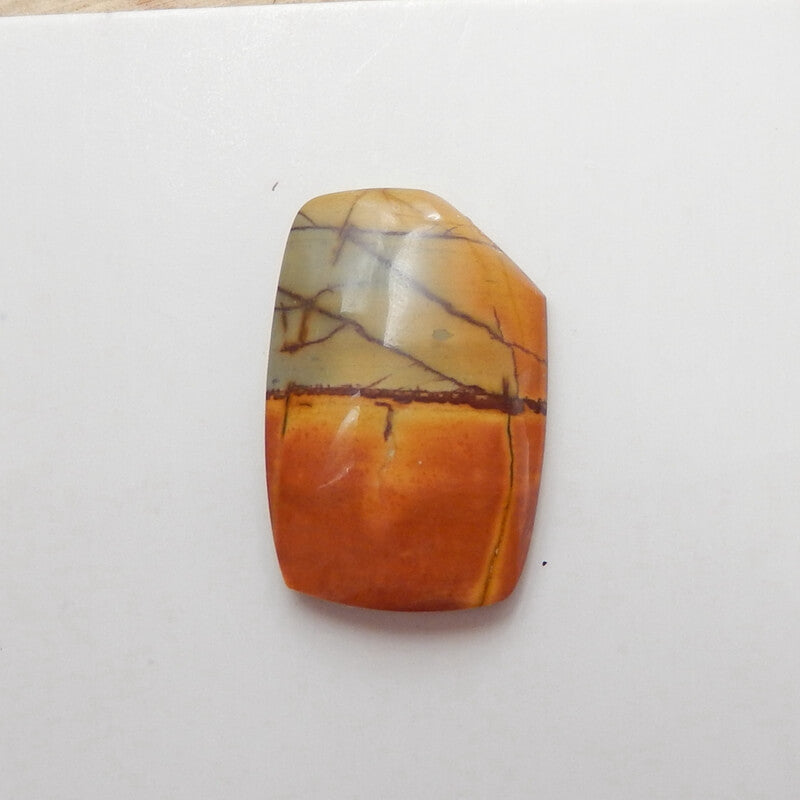 Natural Multi-Color Picasso jasper Gemstone Cabochon, 18x12x4mm, 1.73g - MyGemGarden
