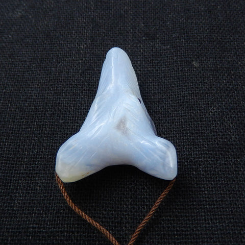 Handmade Blue Lace Agate Carved Wolf Head Pendant Stone, 30x23x12mm, 8.7g - MyGemGarden