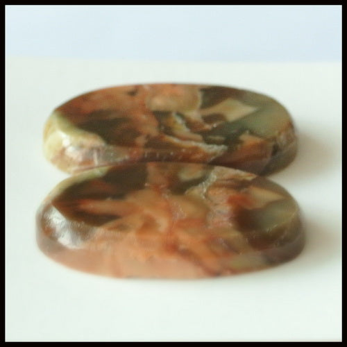 Natural Mushroom Jasper Gemstone Cabochon Pair 22x12x4mm,4.3g - MyGemGarden