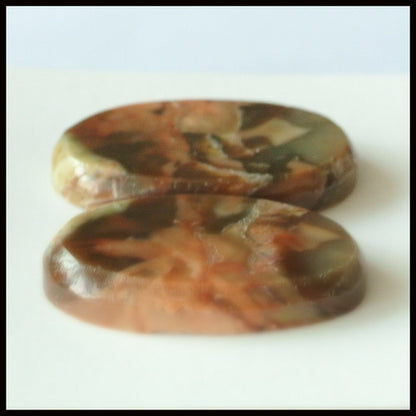 Natural Mushroom Jasper Gemstone Cabochon Pair 22x12x4mm,4.3g - MyGemGarden