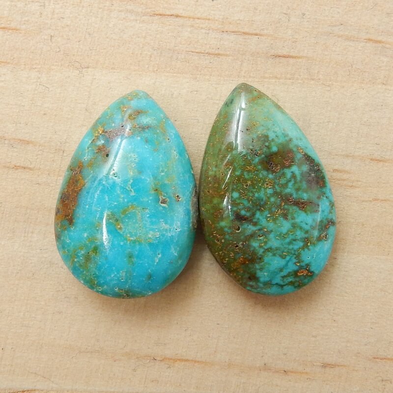 Sale 2 Pcs Turquoise Teardrop Gemstone Cabochon, 20x14x7mm, 21x13x7mm, 5.1g - MyGemGarden