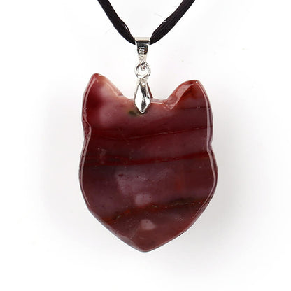 Carved Wolf head Mookaite Jasper Gemstone Pendant, 925 Sterling Silver Buckle.33x26x11mm, 9.7g - MyGemGarden