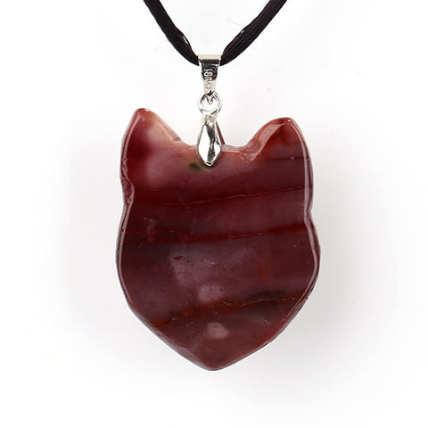 Carved Wolf head Mookaite Jasper Gemstone Pendant, 925 Sterling Silver Buckle.33x26x11mm, 9.7g - MyGemGarden