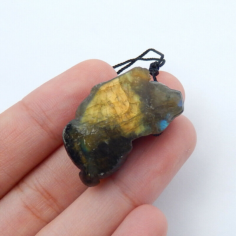 AAA Labradorite hand Engraving animal Pendant for jewelry making, 29x15x13mm9.4g - MyGemGarden