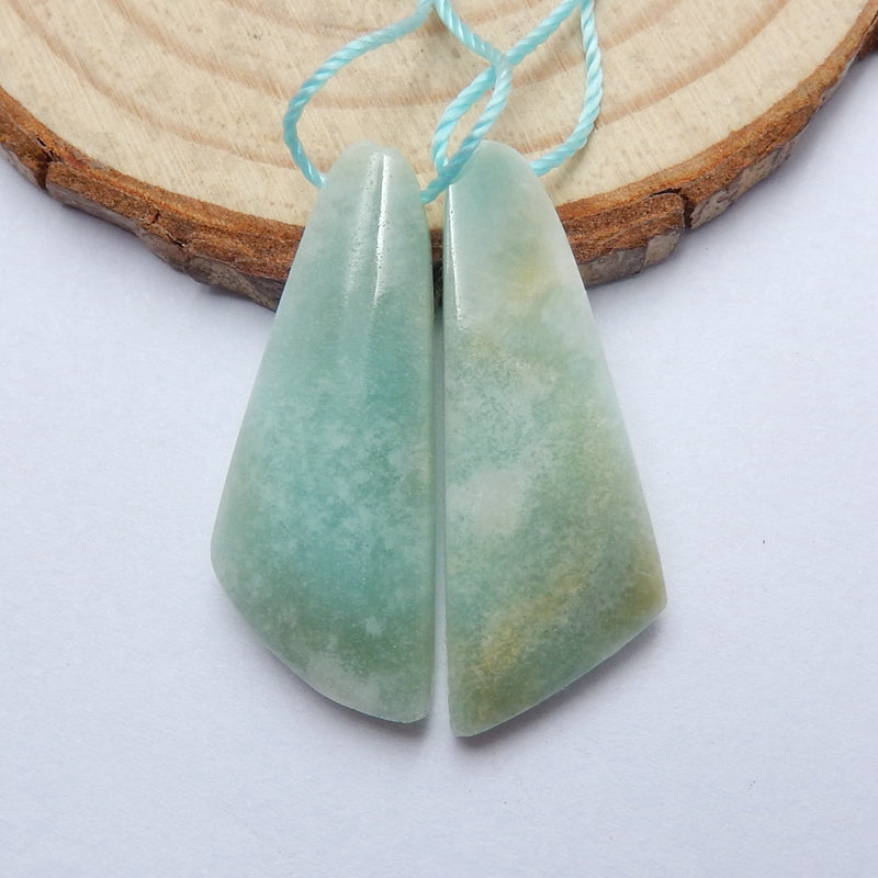 Natural Amazonite Earrings Pair, stone for Earrings making, 31x14x5mm, 6.2g - MyGemGarden