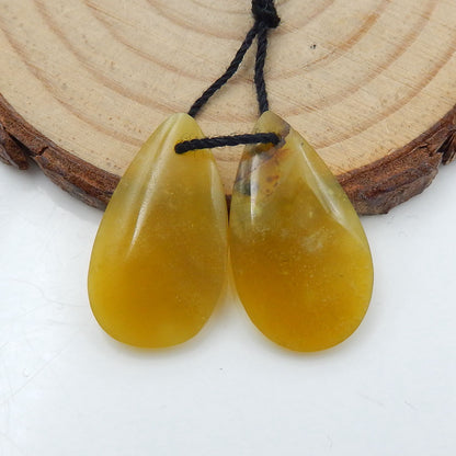 Yellow Opal Teardrop Earrings, stone for earrings making, 22x3x3mm, 2.4g - MyGemGarden