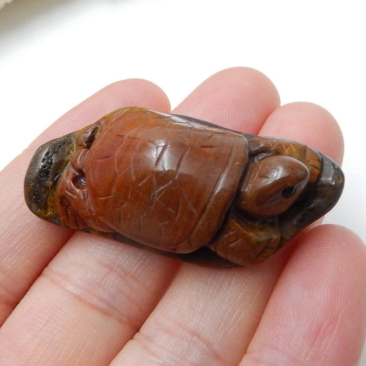 Handmade Warring States Red Agate Carved tortoise Cabochon, 42x19x15mm, 15.2g - MyGemGarden