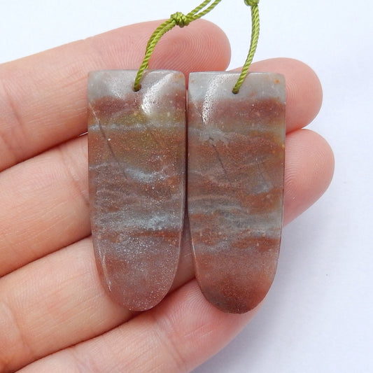 Natural Amazonite Earrings Pair, stone for Earrings making, 38x16x5mm, 11.4g - MyGemGarden