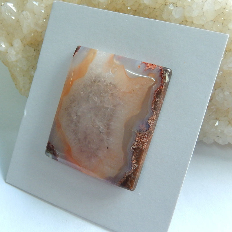Natural Mushroom Jasper Drilled Rectangle Gemstone Pendant Bead, 36x30x5mm, 12.45g - MyGemGarden